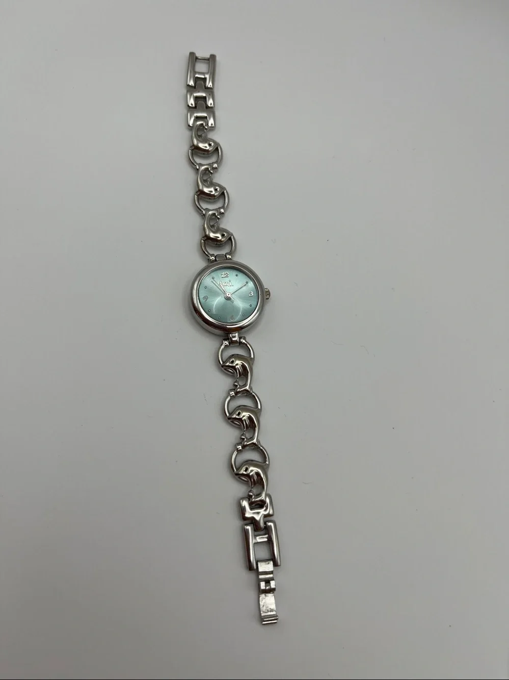 lei Silver Dolphin Link Watch with Blue Dial
